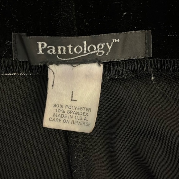 Vintage Pantology Black Velvet Velour Wide Leg Cropped Elastic Pants - Size L - Picture 2 of 7